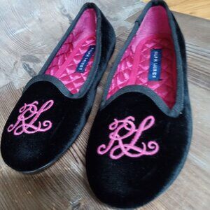 Ralph Lauren Girl's Size 12 Pink Allie Velvet Monogram Ballet Flats NRW